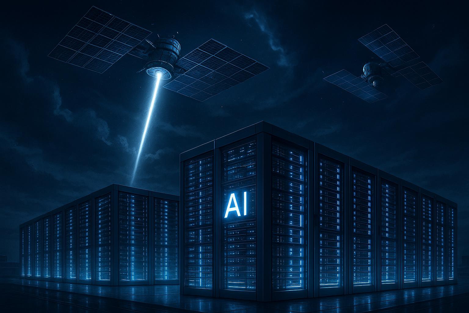 Symbolbild für KI-Rechenzentrum mit Solarenergie aus dem All und wachsendem Strombedarf der künstlichen Intelligenz