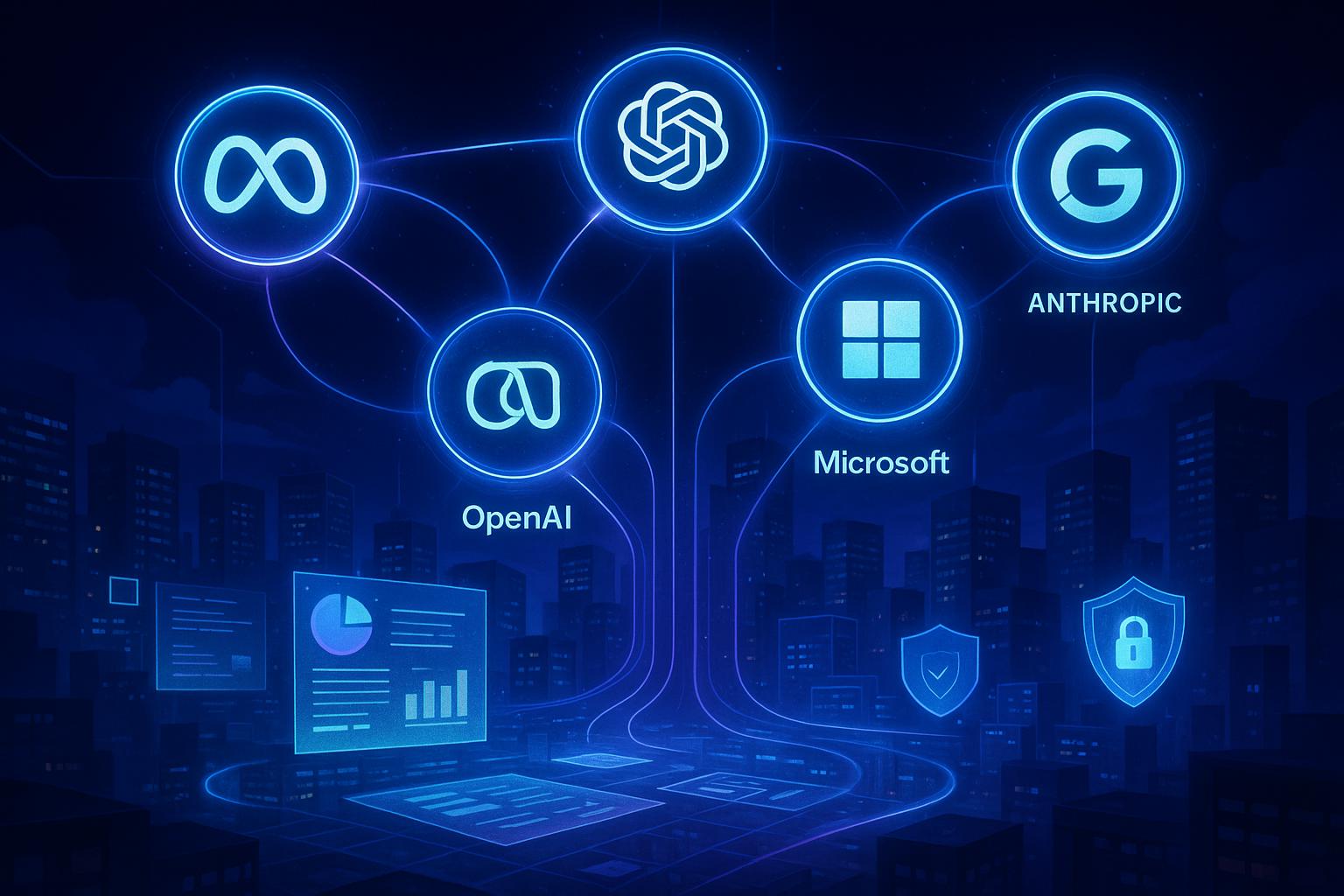 Symbolisches KI-Bild zu Wettbewerb, Büro-KI, Datenschutz und digitalen Assistenten