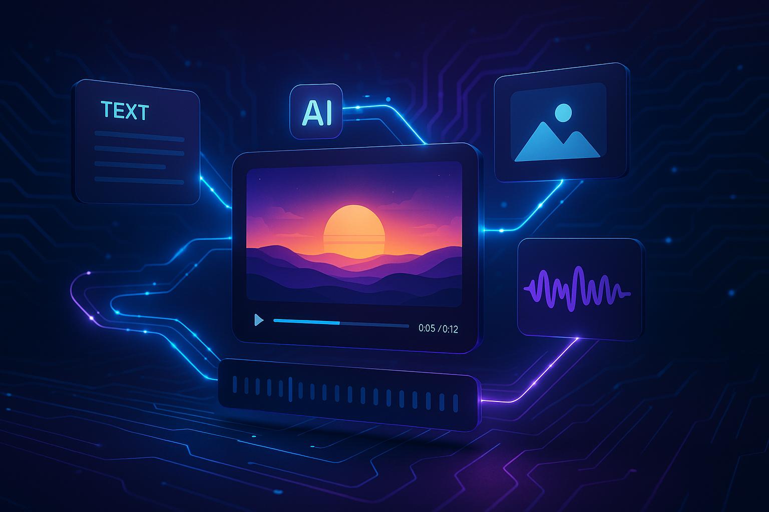 Symbolbild zur KI-Videoerstellung aus Text, Bild, Audio und Video im modernen digitalen Workflow