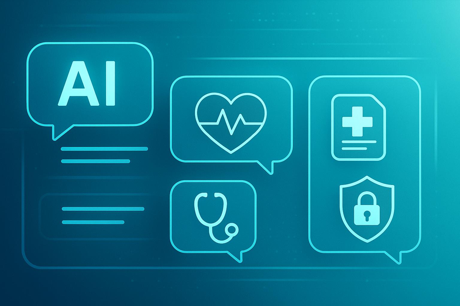 Symbolbild für ChatGPT Health: KI-gestützte digitale Gesundheitsberatung mit medizinischen Icons und Datenschutz